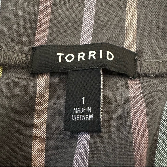 Torrid Striped Midi Skirt Size 1X A-Line Retro 50s Button Down Full Pinup Circle - Picture 8 of 10